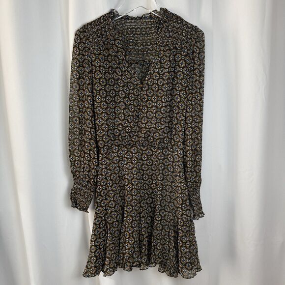 Veronica Beard Sacco Smocked Long Sleeve Mini Dress Sz 6 New - Picture 4 of 10